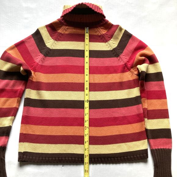 Vintage Jeanne Pierre Turtleneck Sweater Womens Medium Multi Striped Y2K - Picture 9 of 10
